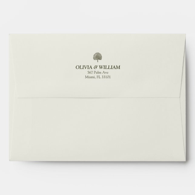 Ivory & Gold Double Border 5x7 Wedding Envelope (Back (Top Flap))