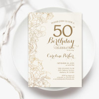 Ivory Gold Floral 50th Birthday Party