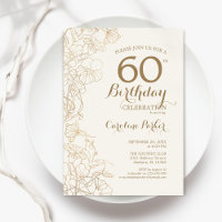 Ivory Gold Floral 60th Birthday Party
