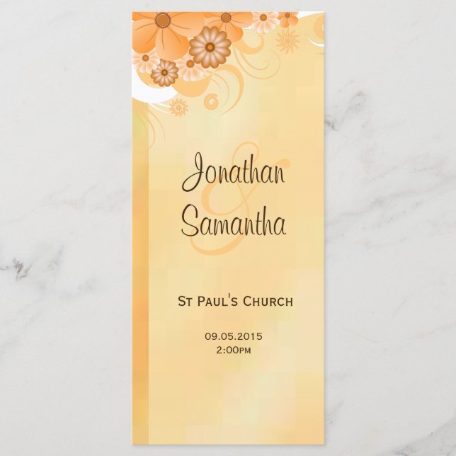 Ivory Gold Floral Elegant Slim Wedding Programs (Front)