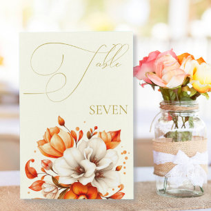 Ivory & Gold Floral Table Number Pedestal Sign