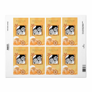 Ivory Gold Floral Wedding Photo Favour Wine Labels