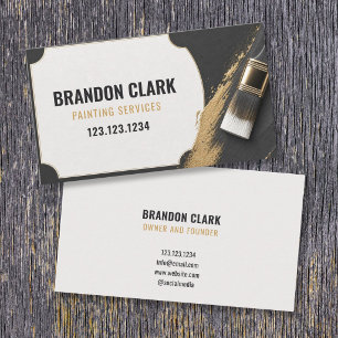 Ivory Gold Frame Brush Elegant Design Painting Business Card