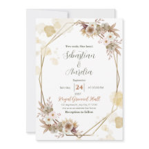 Ivory & Gold Geometric Frame Wedding Invitation