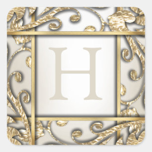 Ivory Gold Lattice Monogram Envelope Seal