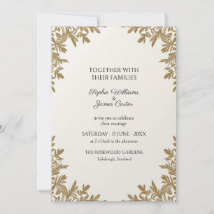 Ivory Gold Leaf Botanical Wedding Invitation