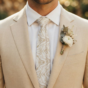 Ivory & Gold Marble Tie