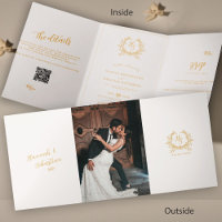 Ivory Gold Monogram Photo QR | RSVP | Details