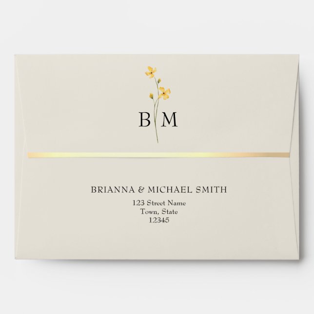 Ivory Gold Monogram Wedding Envelope (Back (Top Flap))