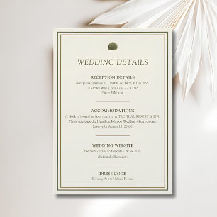 Ivory & Gold Palm Wedding Details Card