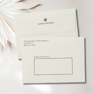 Ivory & Gold Palm Wedding Envelope