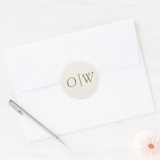 Ivory & Gold Palm Wedding Envelope Seal Stickers