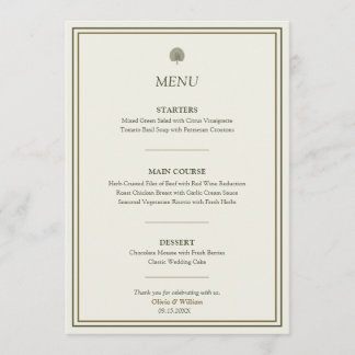 Ivory & Gold Palm Wedding Menu