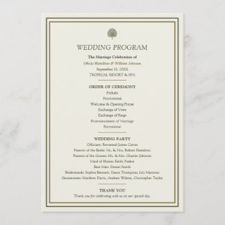 Ivory & Gold Palm Wedding Program