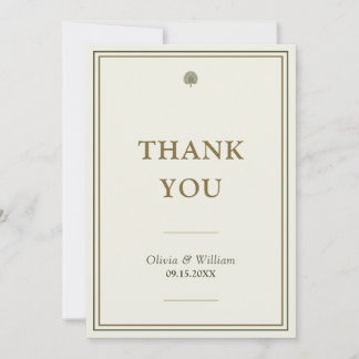 Ivory & Gold Palm Wedding Thank You Card