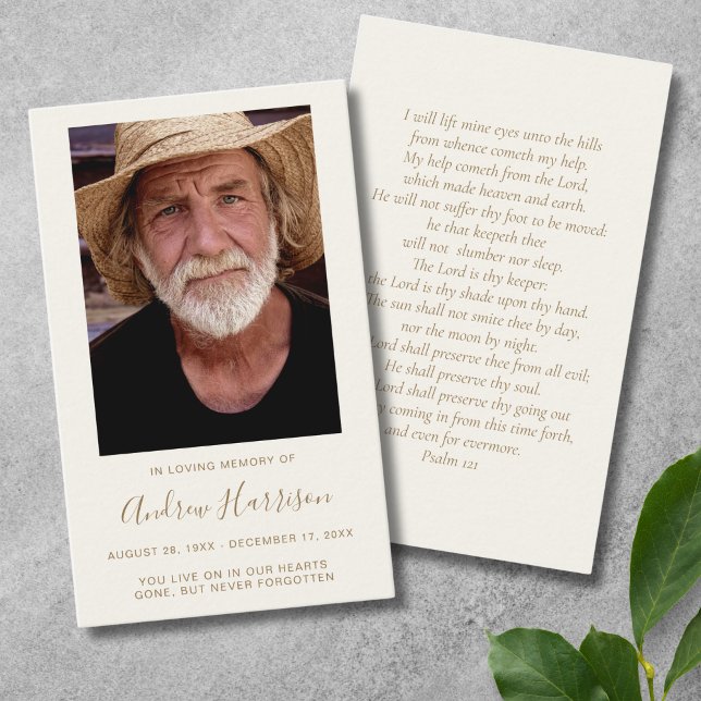 Ivory Gold Photo Sympathy Funeral Memorial Card (Ivory Gold Photo Memorial Card)