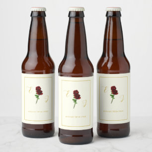 Ivory Gold Rose Wedding Beer Bottle Label