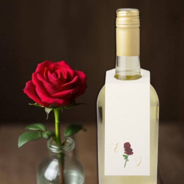 Ivory Gold Rose Wedding Bottle Tag (Creator Uploaded)