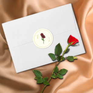 Ivory Gold Rose Wedding Classic Round Sticker