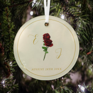 Ivory Gold Rose Wedding Glass Tree Decoration