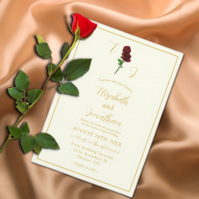 Ivory Gold Rose Wedding Invitation (Creator Uploaded)