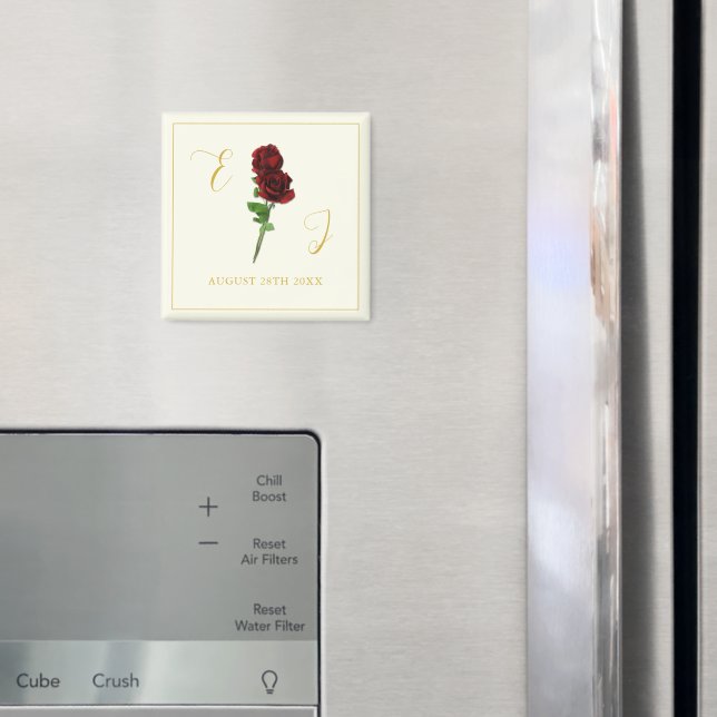 Ivory Gold Rose Wedding Magnet (In Situ (Fridge))