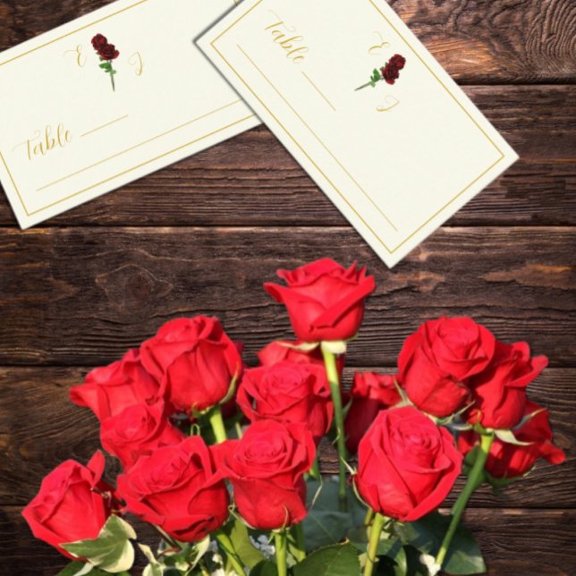 Ivory Gold Rose Wedding Place Card (Creator Uploaded)