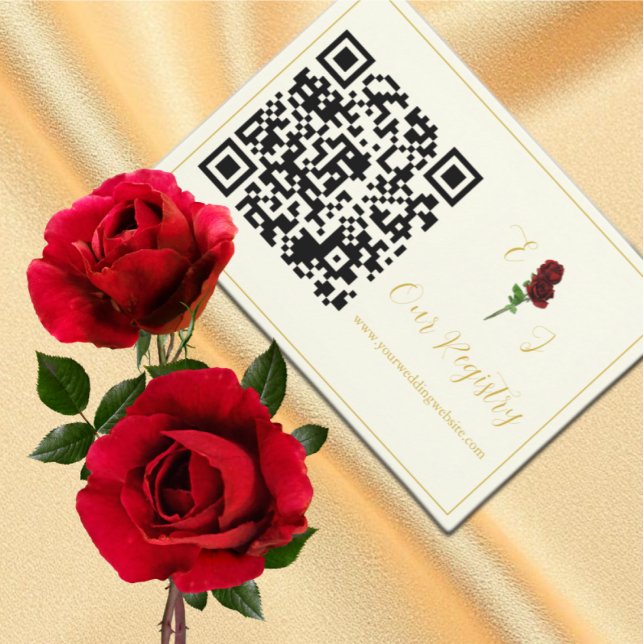 Ivory Gold Rose Wedding Registry Enclosure Card (Creator Uploaded)