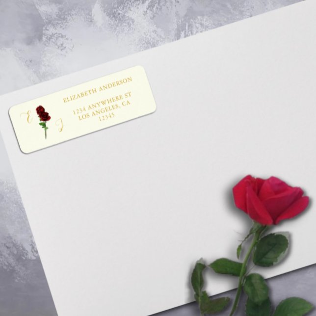 Ivory Gold Rose Wedding Return Address Label (Creator Uploaded)