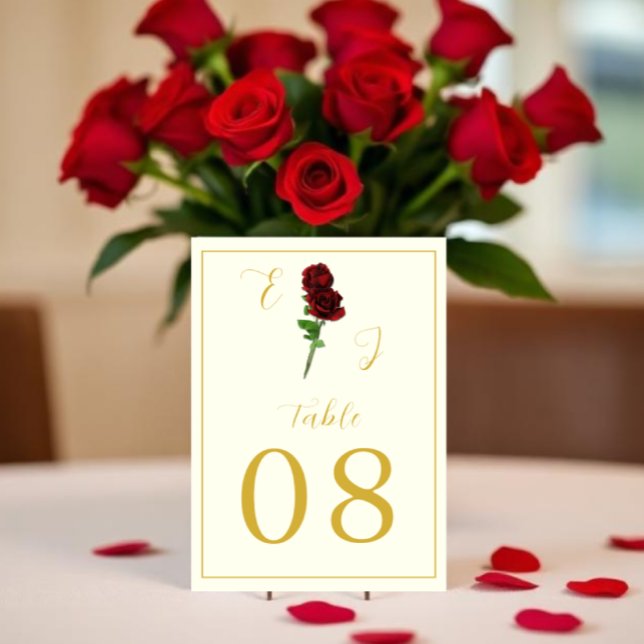 Ivory Gold Rose Wedding Table Number (Creator Uploaded)