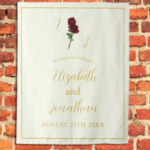 Ivory Gold Rose Wedding Tapestry