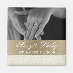 Ivory & Gold Save the Date Magnet