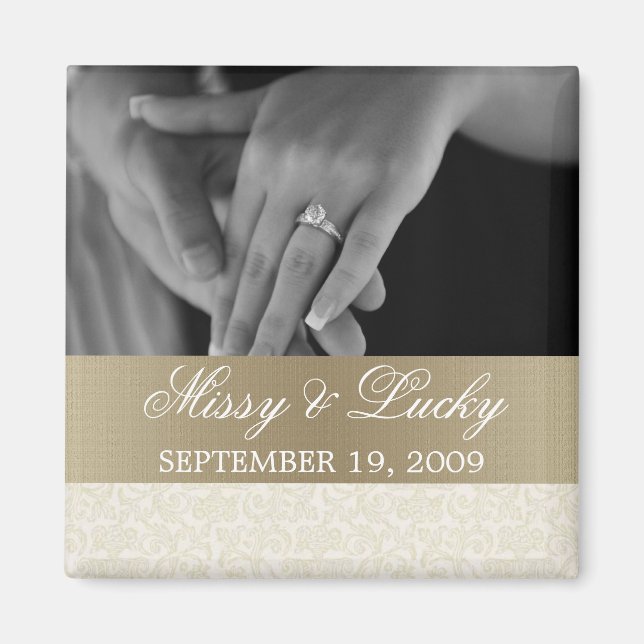 Ivory & Gold Save the Date Magnet (Front)