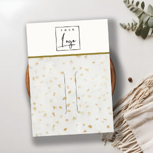 Ivory Gold Terrazzo Texture Hairpin Display Logo Business Card