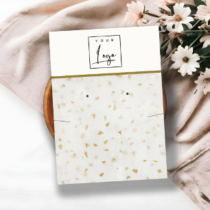 Ivory Gold Terrazzo Texture Necklace Earring Logo Business Card