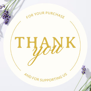 Ivory Gold Thank you Feminine Minimalist Sticker