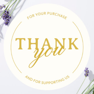 Ivory Gold Thank you Feminine Minimalist Sticker