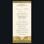 Ivory Gold Wedding Anniversary Vow Renewal Program<br><div class="desc">This elegant ivory and gold scrolled 50th wedding anniversary vow renewal ceremony program template or order of service card is fully customisable. It has a PRINTED on gold ribbon with a circle of printed-on crystals with an ornate gold cross in the centre. You can change the text to be a...</div>