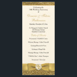 Ivory Gold Wedding Anniversary Vow Renewal Program<br><div class="desc">This elegant ivory and gold scrolled 50th wedding anniversary vow renewal ceremony program template or order of service card is fully customisable. It has a PRINTED on gold ribbon with a circle of printed-on crystals with an ornate gold cross in the centre. You can change the text to be a...</div>