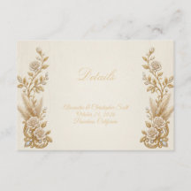 Ivory Gold Wedding Details Card Elegant Classic