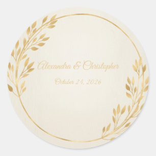 Ivory Gold Wedding Monogram Sticker Elegant Royal