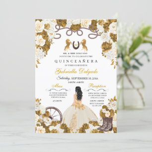 Ivory & Gold Western Charro Cowgirl Quinceanera Invitation