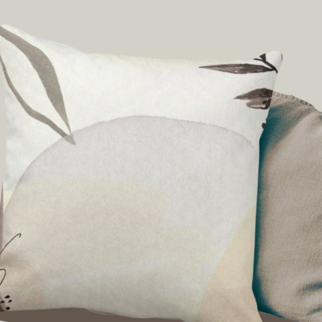 Ivory Gray & Brown Minimalist Natural Abstract Cushion (Creator Uploaded)