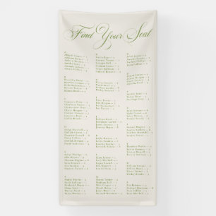 Ivory Green Alphabetical Wedding Seating Chart Banner