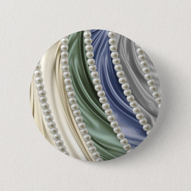 Ivory,Green,Blue,gold,Silk - 6 Cm Round Badge (Front)