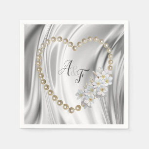 Ivory,Green,Blue,gold Silk & Pearls Napkins