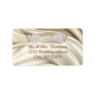 Ivory,Green,Blue,gold Silk & Pearls Wedding Labels