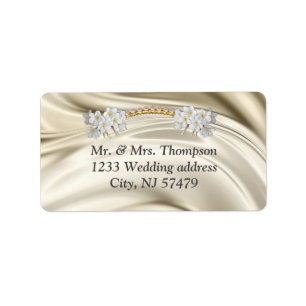 Ivory,Green,Blue,gold Silk & Pearls Wedding Labels