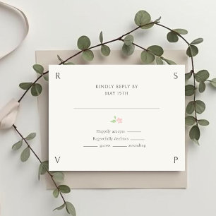 Ivory & Green   Floral Rose Wedding RSVP  Card