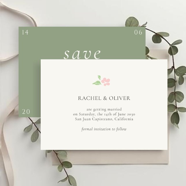Ivory & Green | Floral Rose Wedding Save The Date (Creator Uploaded)